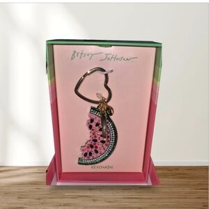 Betsey Johnson Pink Watermelon Bag Charm/ Keychain Goltone Hardware